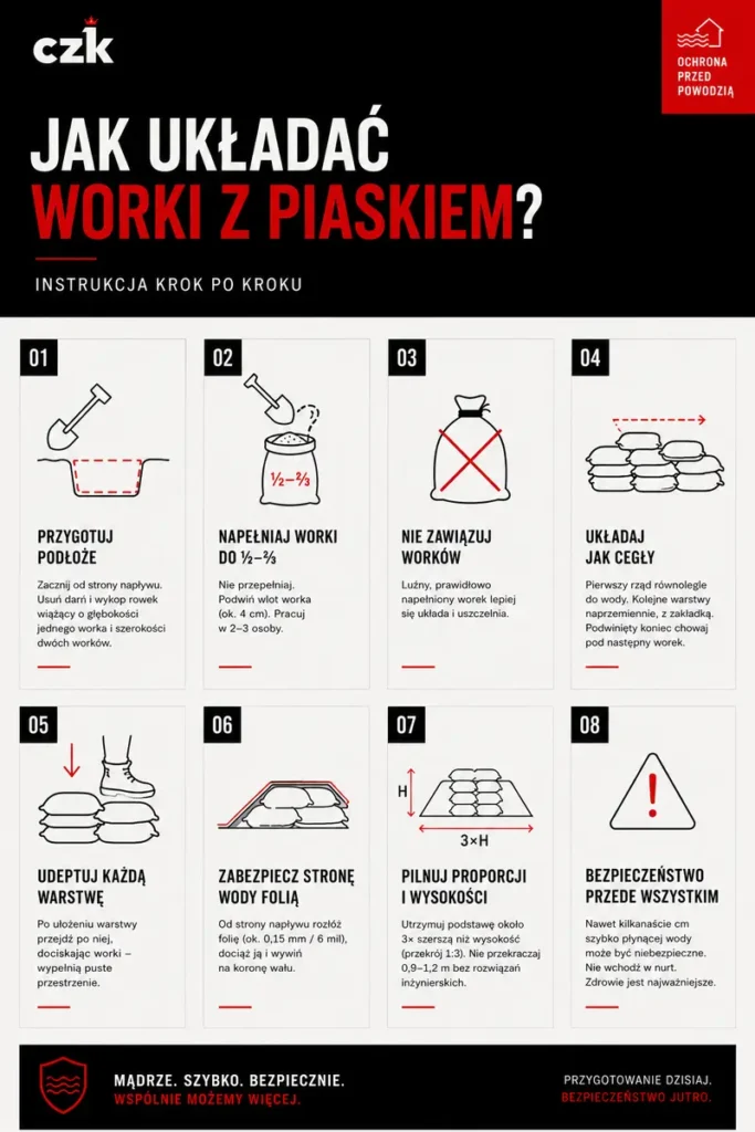 jak układać worki z piaskiem